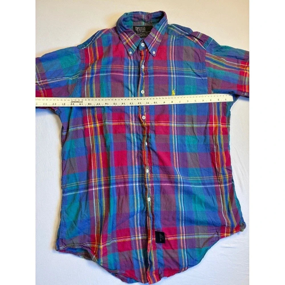 Polo Ralph Lauren Men's L Short Sleeve Plaid Button Down Shirt Multicolor
